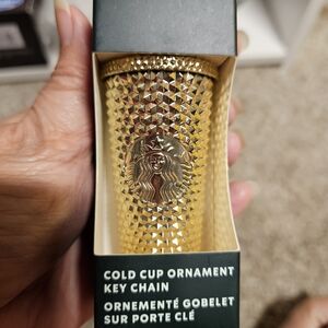NEW Starbucks Metallic Gold Studded Key Chain Cup